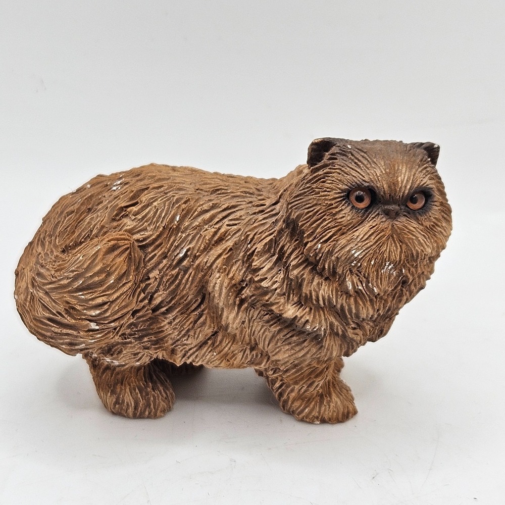Vintage Sandicast Persian Cat Figurine #4106 Brown‎ Resin Sculpture 1995